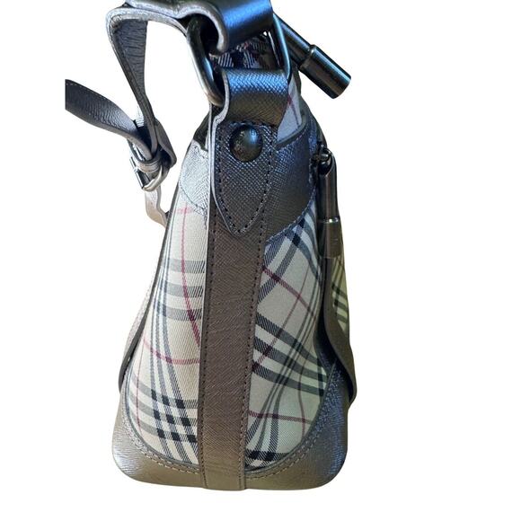 Burberry Nova Check Silver Trimmed Shoulder Bag Purse EUC Rare - Picture 4 of 8